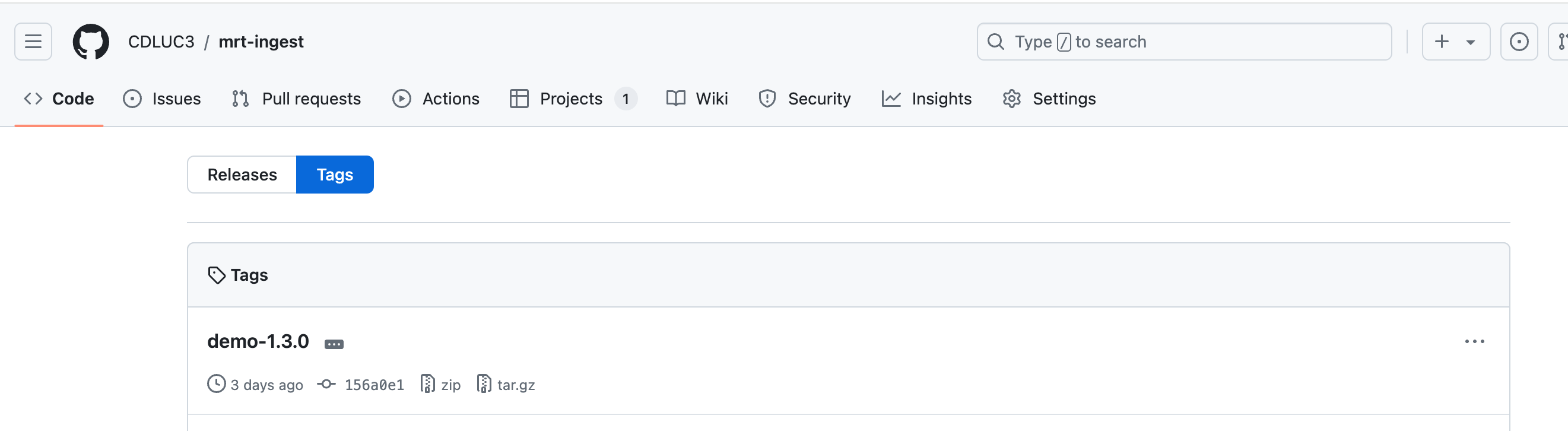 Sceenshot of tag demo-1.3.0 created