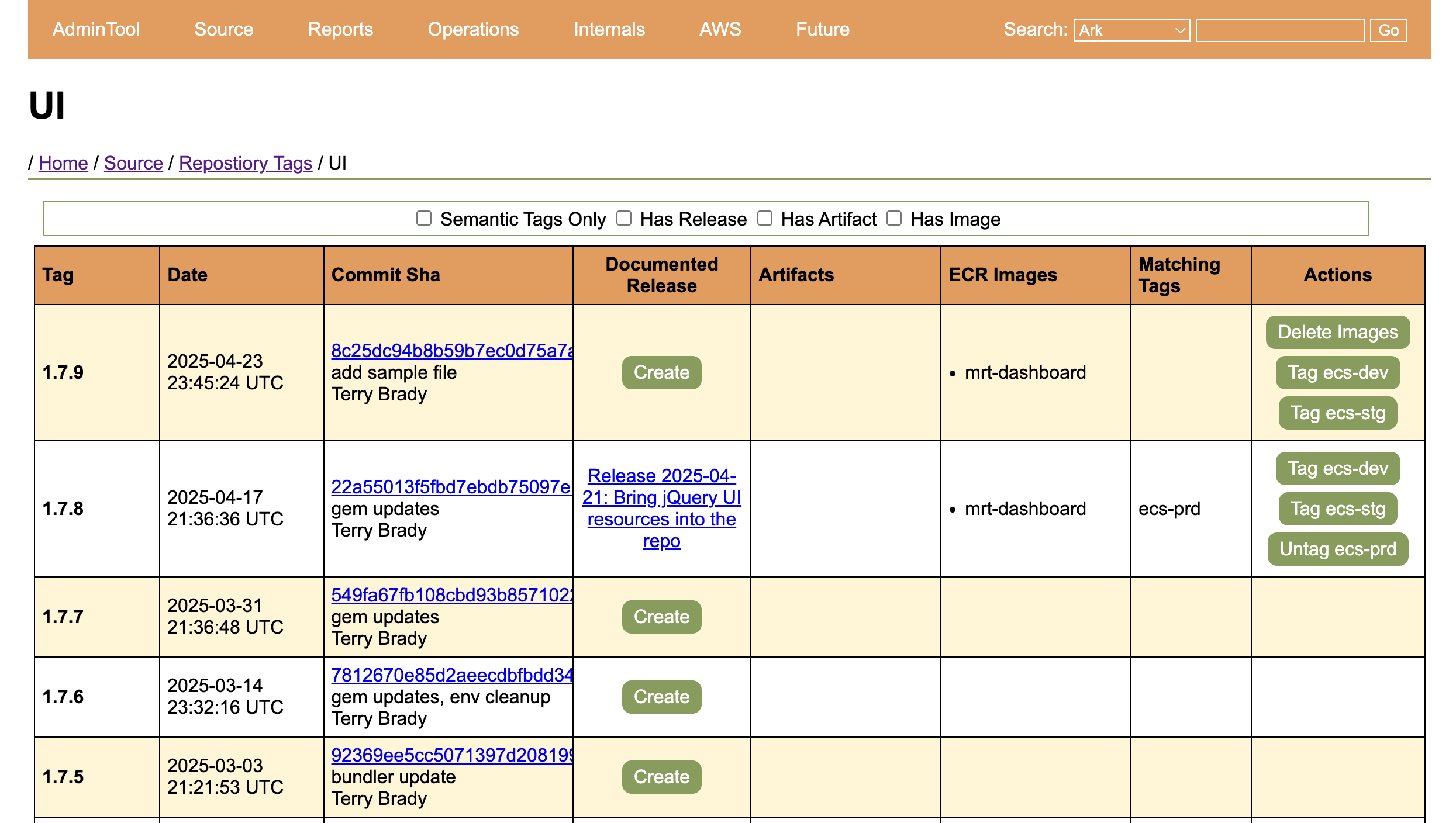 View Tags including 1.7.9 Screenshot